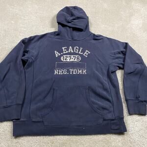 Vintage Y2K American Eagle Outfitters Hoodie Mens XL Blue Pullover Mall Brand